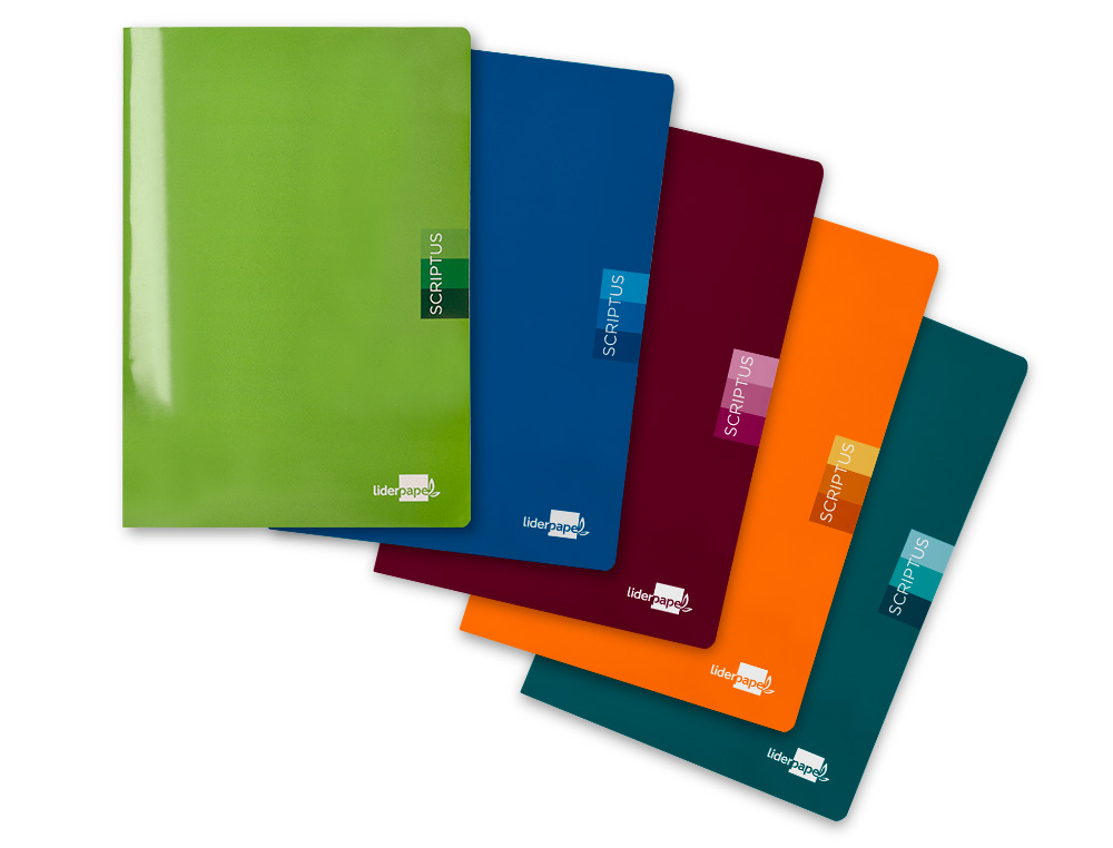 LIBRETA LIDERPAPEL SCRIPTUS A5 PLUS 48 HOJAS 90GR CUADRO 5MM CON MARGEN COLORES SURTIDOS
