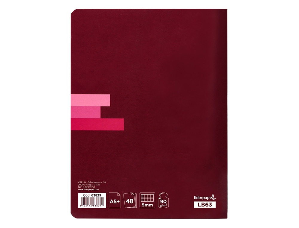 LIBRETA LIDERPAPEL SCRIPTUS A5 PLUS 48 HOJAS 90GR CUADRO 5MM CON MARGEN COLORES SURTIDOS