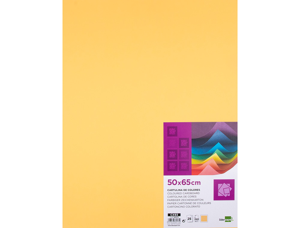 CARTULINA LIDERPAPEL 50X65 CM 240G/M2 ORO PAQUETE DE 25 HOJAS
