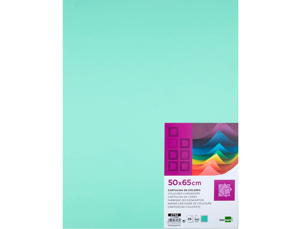 CARTULINA LIDERPAPEL 50X65 CM 240G/M2 VERDE PAQUETE DE 25 HOJAS