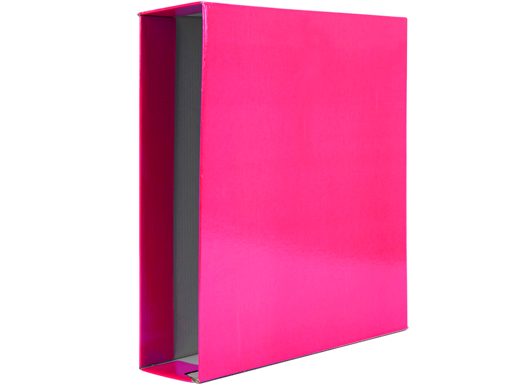 CAJA ARCHIVADOR LIDERPAPEL DE PALANCA CARTON DIN A4 DOCUMENTA LOMO 75 MM ROSA