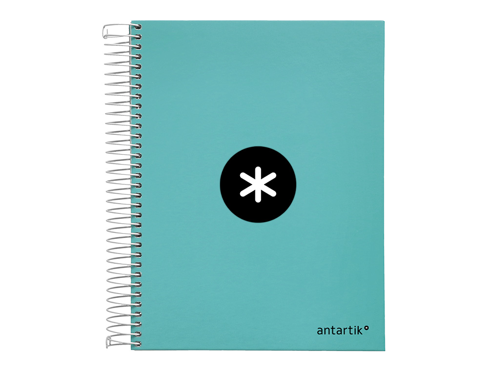 CUADERNO ESPIRAL A5 MICRO ANTARTIK TAPA FORRADA120H 90 GR CUADRO 5 MM 5 BANDA6 TALADROS COLOR MENTA
