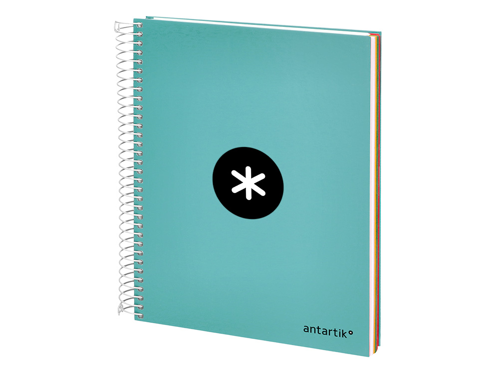 CUADERNO ESPIRAL A5 MICRO ANTARTIK TAPA FORRADA120H 90 GR CUADRO 5 MM 5 BANDA6 TALADROS COLOR MENTA