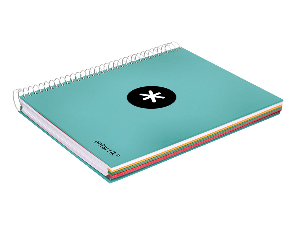 CUADERNO ESPIRAL A5 MICRO ANTARTIK TAPA FORRADA120H 90 GR CUADRO 5 MM 5 BANDA6 TALADROS COLOR MENTA