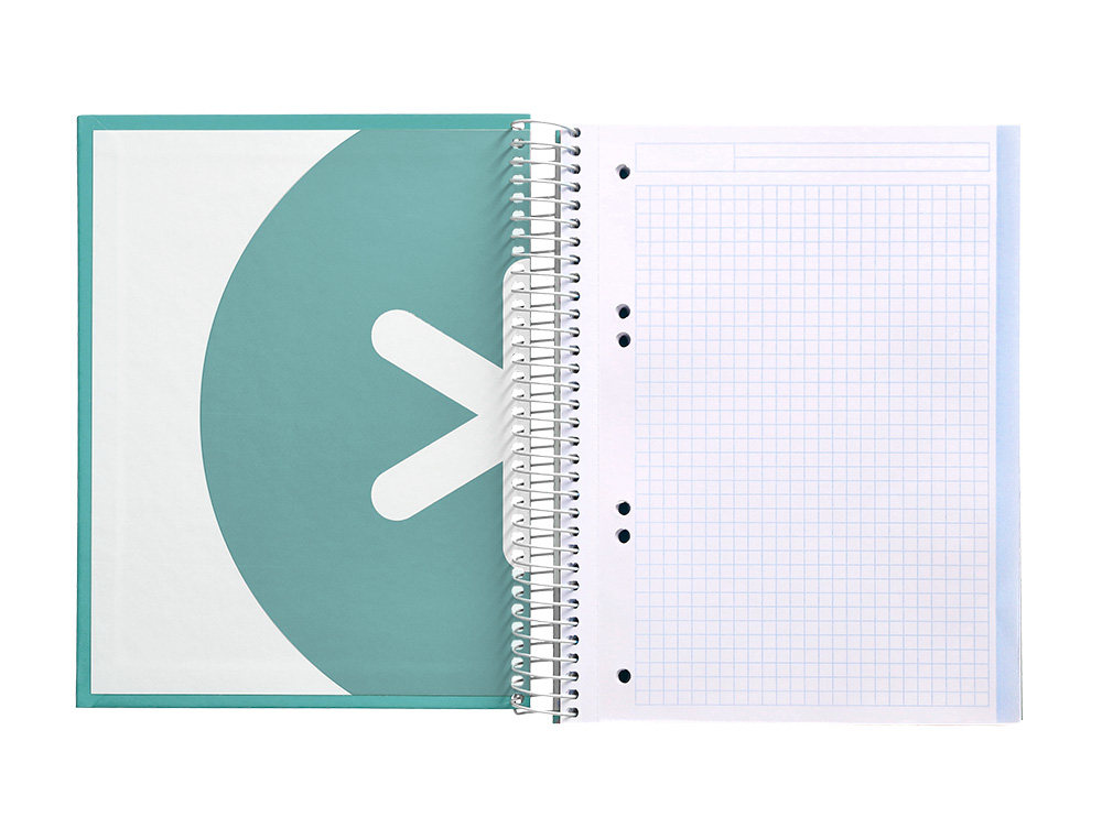 CUADERNO ESPIRAL A5 MICRO ANTARTIK TAPA FORRADA120H 90 GR CUADRO 5 MM 5 BANDA6 TALADROS COLOR MENTA