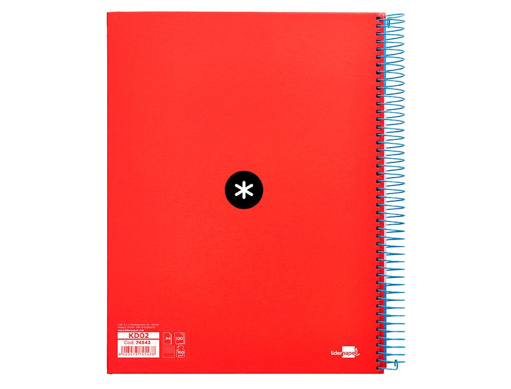 CUADERNO ESPIRAL A4 MICRO ANTARTIK TAPA FORRADA 120H 90 GR HORIZONTAL 5 BANDAS 4 TALADROS COLORES SURTIDOS