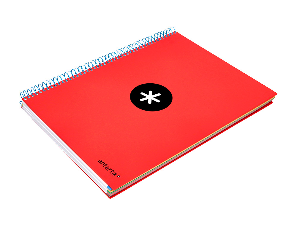 CUADERNO ESPIRAL A4 MICRO ANTARTIK TAPA FORRADA 120H 90 GR HORIZONTAL 5 BANDAS 4 TALADROS COLORES SURTIDOS