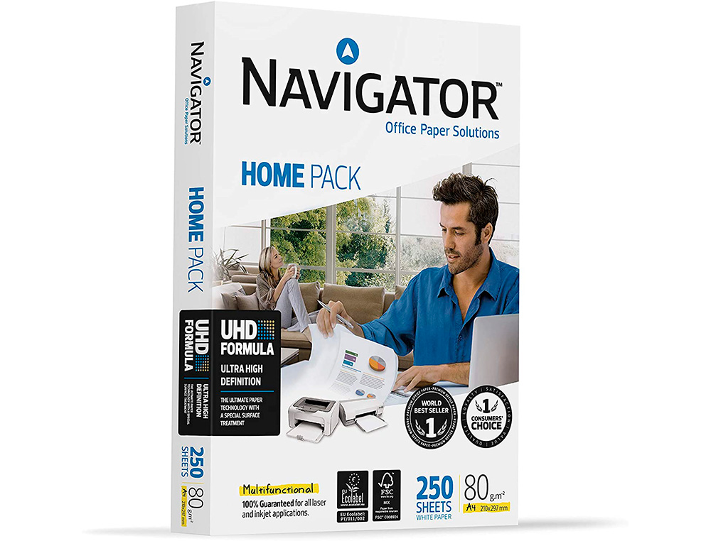 PAPEL FOTOCOPIADORA NAVIGATOR HOME PACK DIN A4 80 GRAMOS PAQUETE DE 250 HOJAS