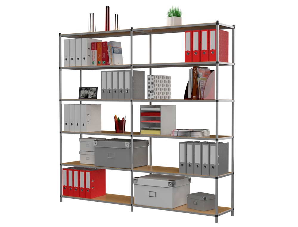 ESTANTERIA PAPERFLOW METALICA 6 ESTANTES 80 KG POR ESTANTE 200X100X35 CM BASE