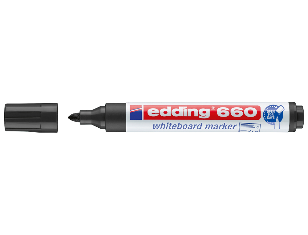 ROTULADOR EDDING PARA PIZARRA BLANCA 660 COLOR NEGRO PUNTA REDONDA 1,5-3 MM RECARGABLE