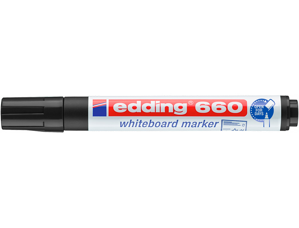 ROTULADOR EDDING PARA PIZARRA BLANCA 660 COLOR NEGRO PUNTA REDONDA 1,5-3 MM RECARGABLE