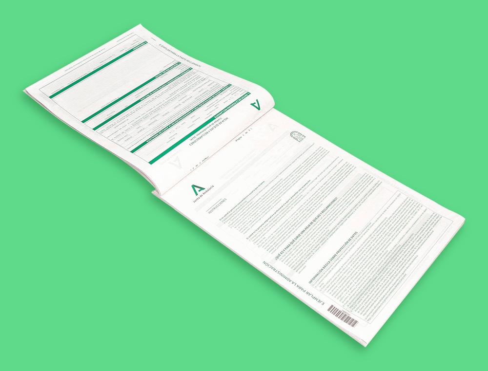 LIBRO LIDERPAPEL HOJAS DE RECLAMACIONES JUNTA DE ANDALUCIA DIN A4 24 JUEGOS ORIGINAL + 2 COPIAS