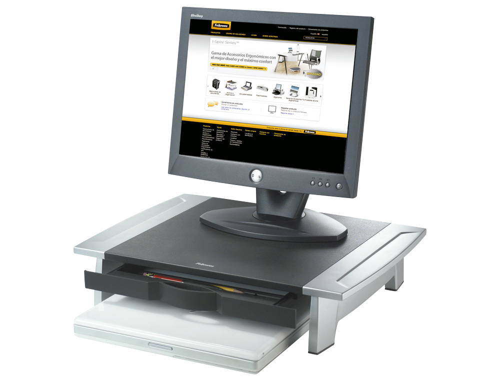 SOPORTE FELLOWES PARA MONITOR TFT OFFICE SUITES AJUSTABLE EN ALTURA CON BANDEJA 100/150X500X364 MM MM COLOR