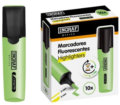 MARCADOR FLUORESCENTE INGRAF OFFICE LONG-LIFE PACK VERDE