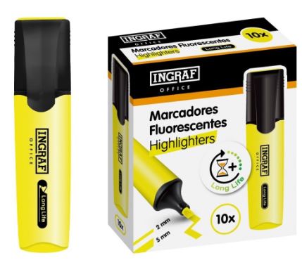 MARCADOR FLUORESCENTE INGRAF OFFICE LONG-LIFE AMARILLO 