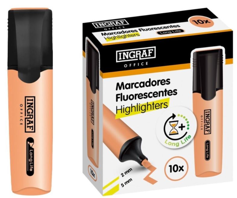 MARCADOR FLUORESCENTE INGRAF OFFICE LONG-LIFE NARANJA