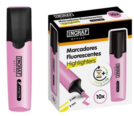 MARCADOR FLUORESCENTE INGRAF OFFICE LONG-LIFE ROSA