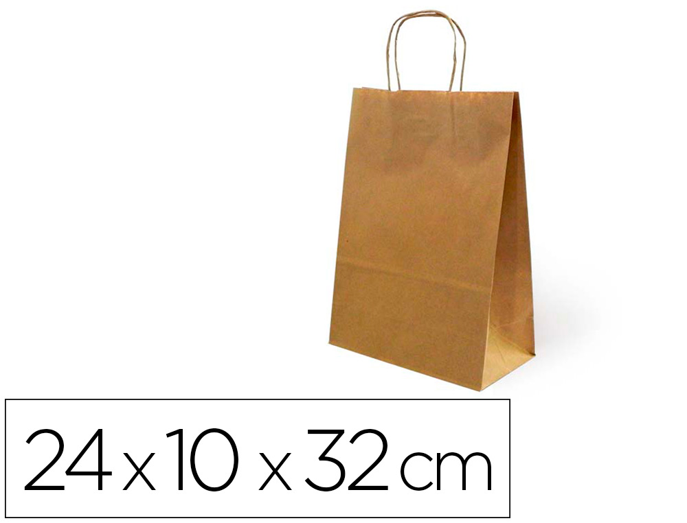 BOLSA KRAFT BASIKA NATURAL RECICLADO 90 GR ASA RETORCIDA TAMAO 