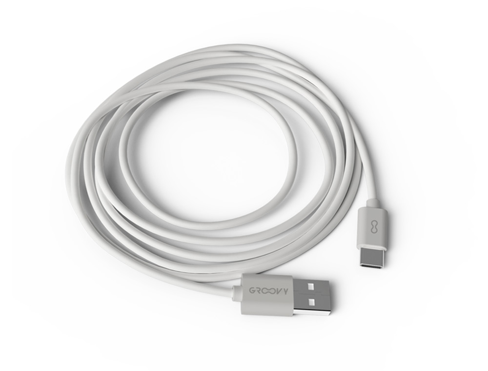 CABLE GROOVY USB-A A TIPO C LONGITUD 2 MT COLOR BLANCO