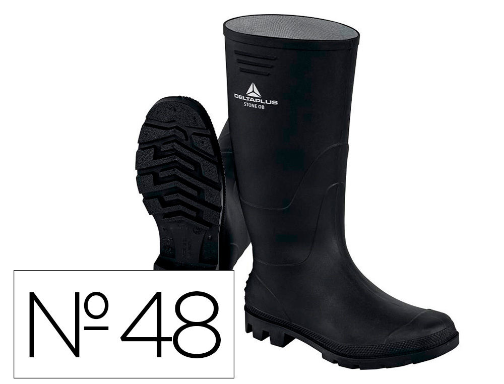 BOTAS DELTAPLUS DE SEGURIDAD STONE PVC NEGRO SUELA DE TACOS TALLA 48