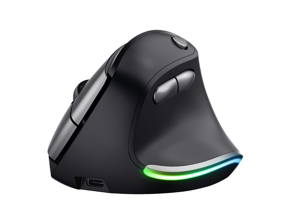 RATON TRUST BAYO ERGO OPTICO INALAMBRICO ECO 6 BOTONES 800/1200/1600/2000/2400 DPI USB 2.0 COLOR NEGRO