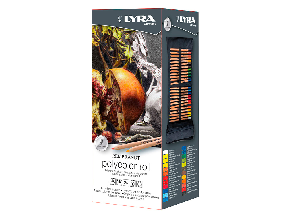 LAPICES DE COLORES LYRA REMBRANDT POLYCOLOR 24 COLORES SURTIDOS EN ESTUCHE DE TELA ENROLLABLE