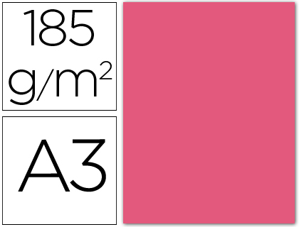 CARTULINA GUARRO DIN A3 FUCSIA 185 GR PAQUETE 50 HOJAS