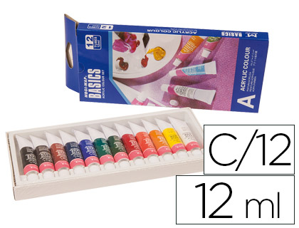 PINTURA ACRILICA ARTIST CAJA CARTON DE 12 COLORES SURTIDOS TUBO DE 12 ML