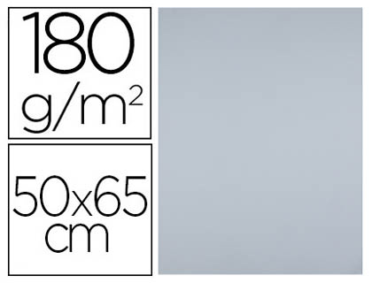 CARTULINA LIDERPAPEL 50X65 CM 180 GR GRIS PAQUETE DE 25 HOJAS
