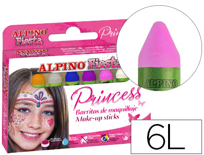 BARRA MAQUILLAJE ALPINO ESTUCHE DE MAQUILLAJE PRINCESS 6 COLORES